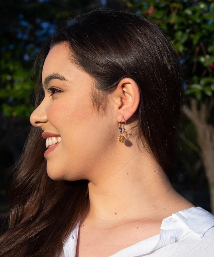 Lapis Lazuli Chrysanthemum Rhombus Japanese Earrings