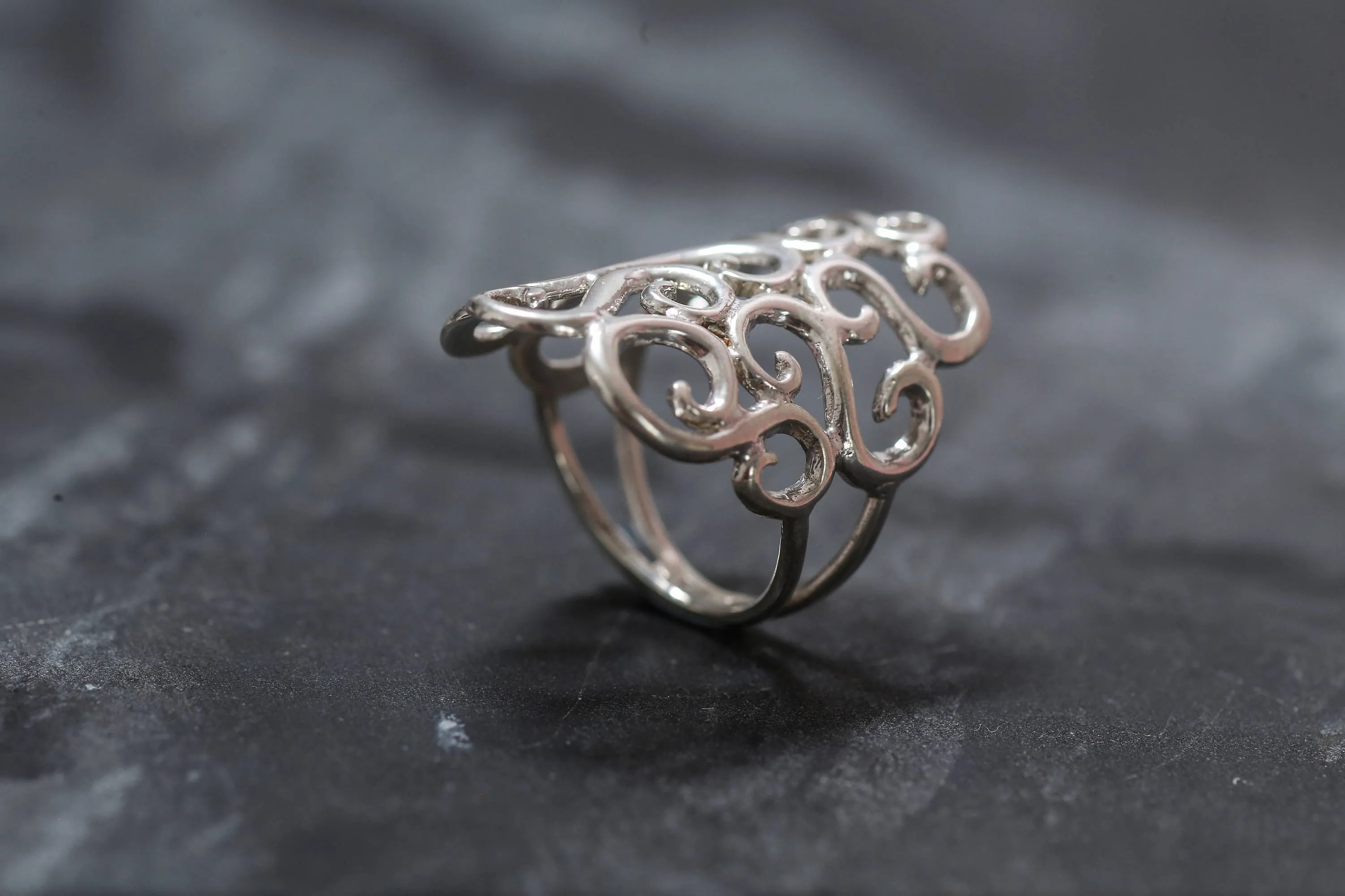 Large Swirl Ring - Silver Swirl Ring - Large Ornament Ring