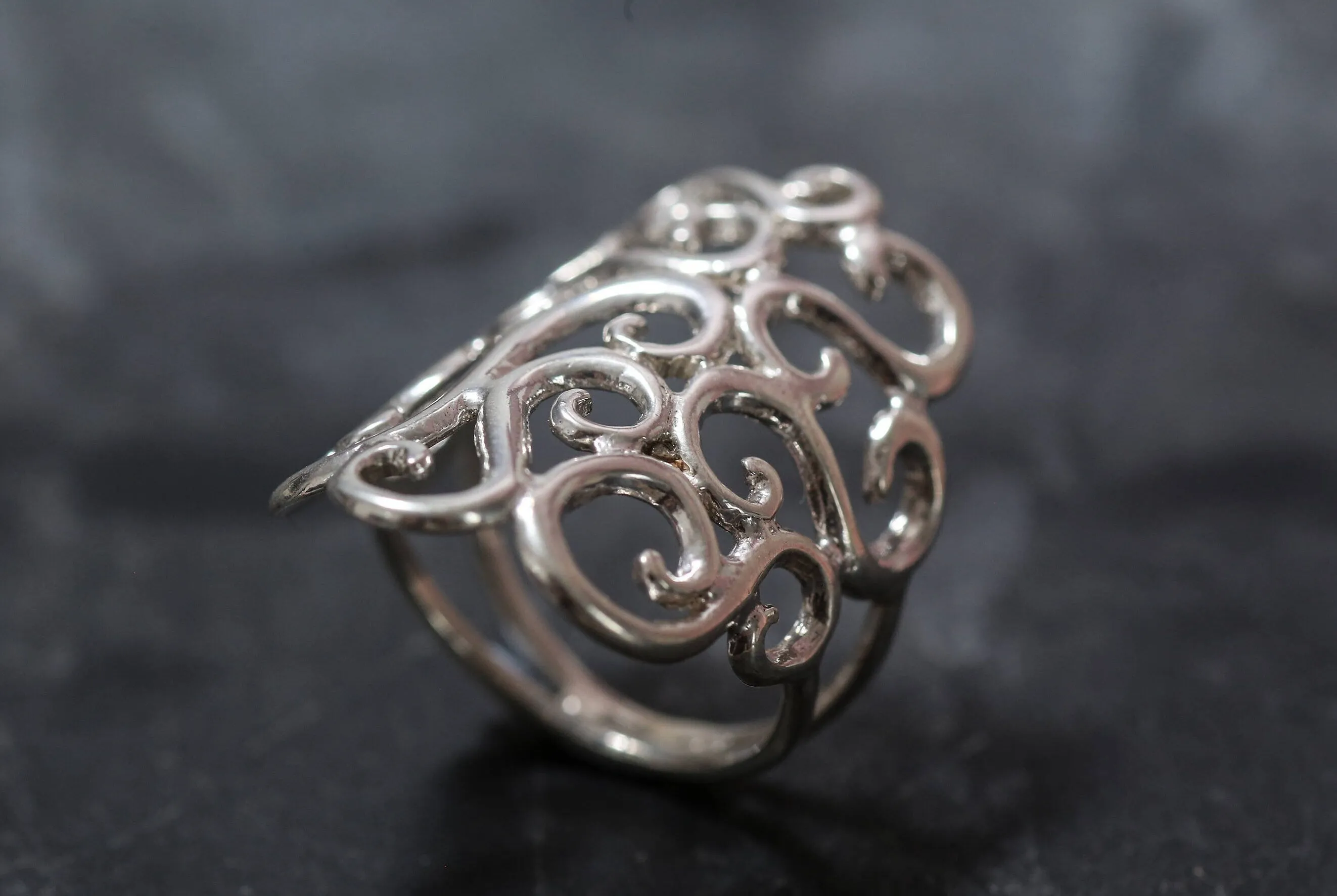 Large Swirl Ring - Silver Swirl Ring - Large Ornament Ring