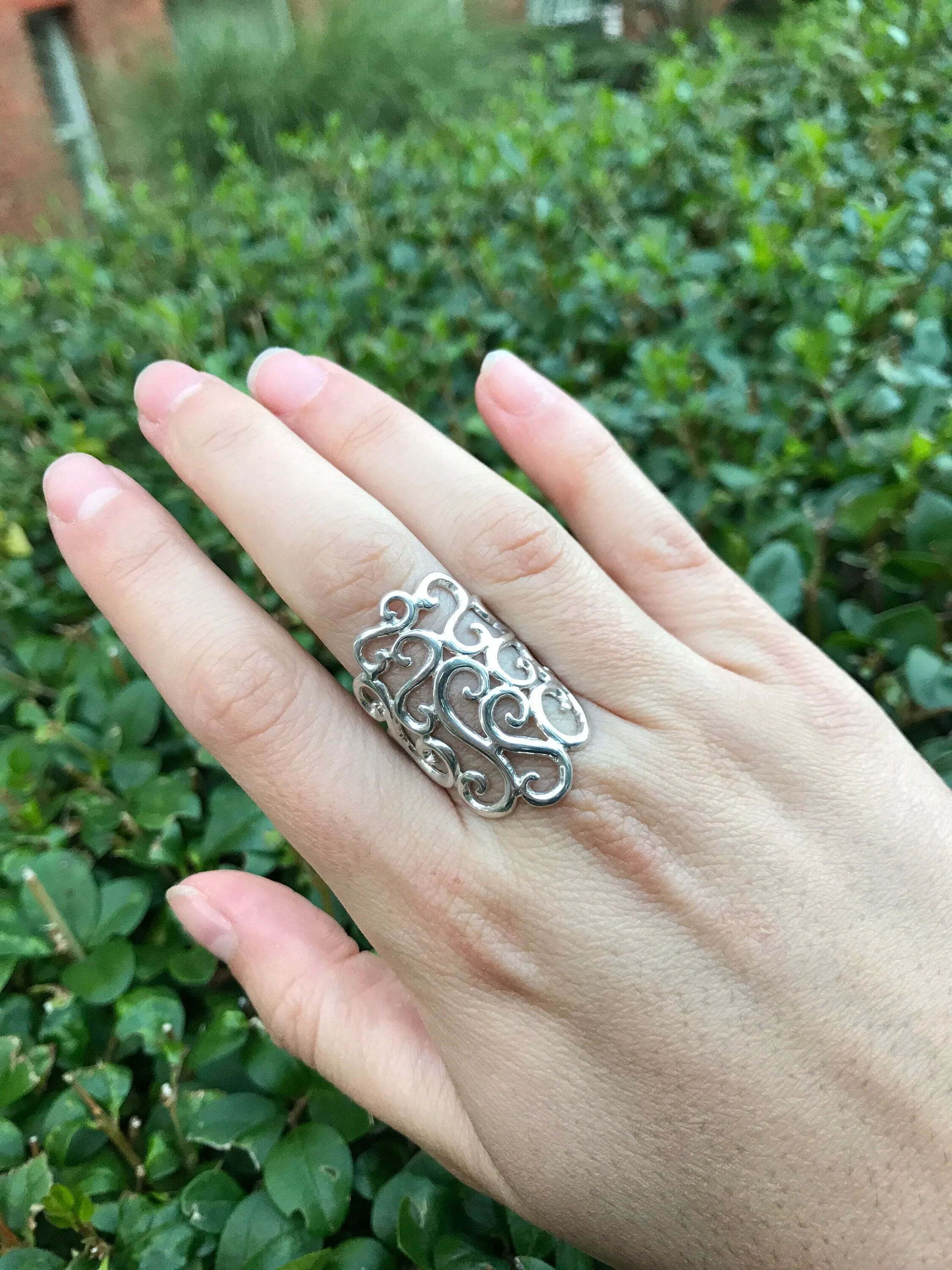 Large Swirl Ring - Silver Swirl Ring - Large Ornament Ring