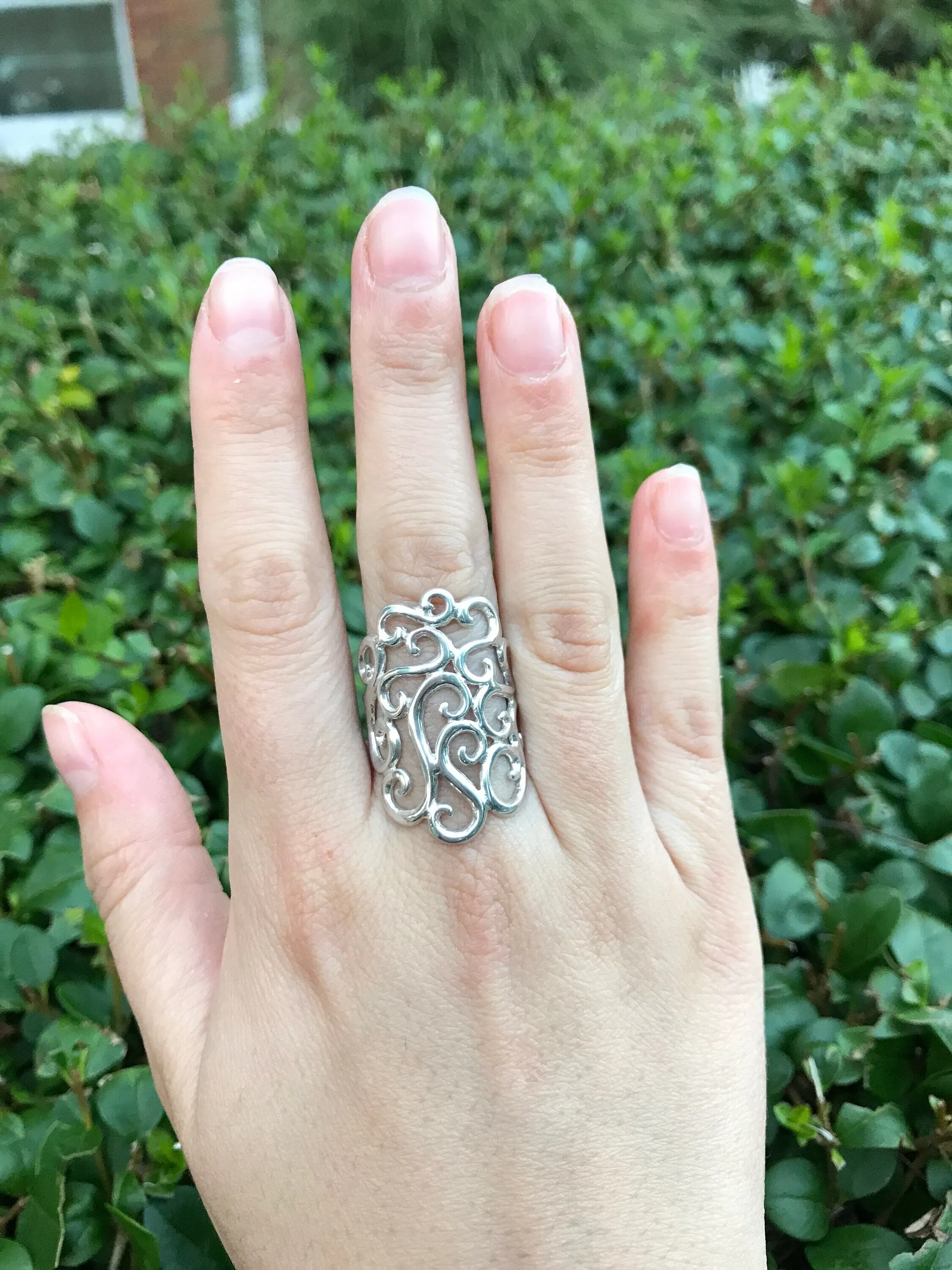 Large Swirl Ring - Silver Swirl Ring - Large Ornament Ring