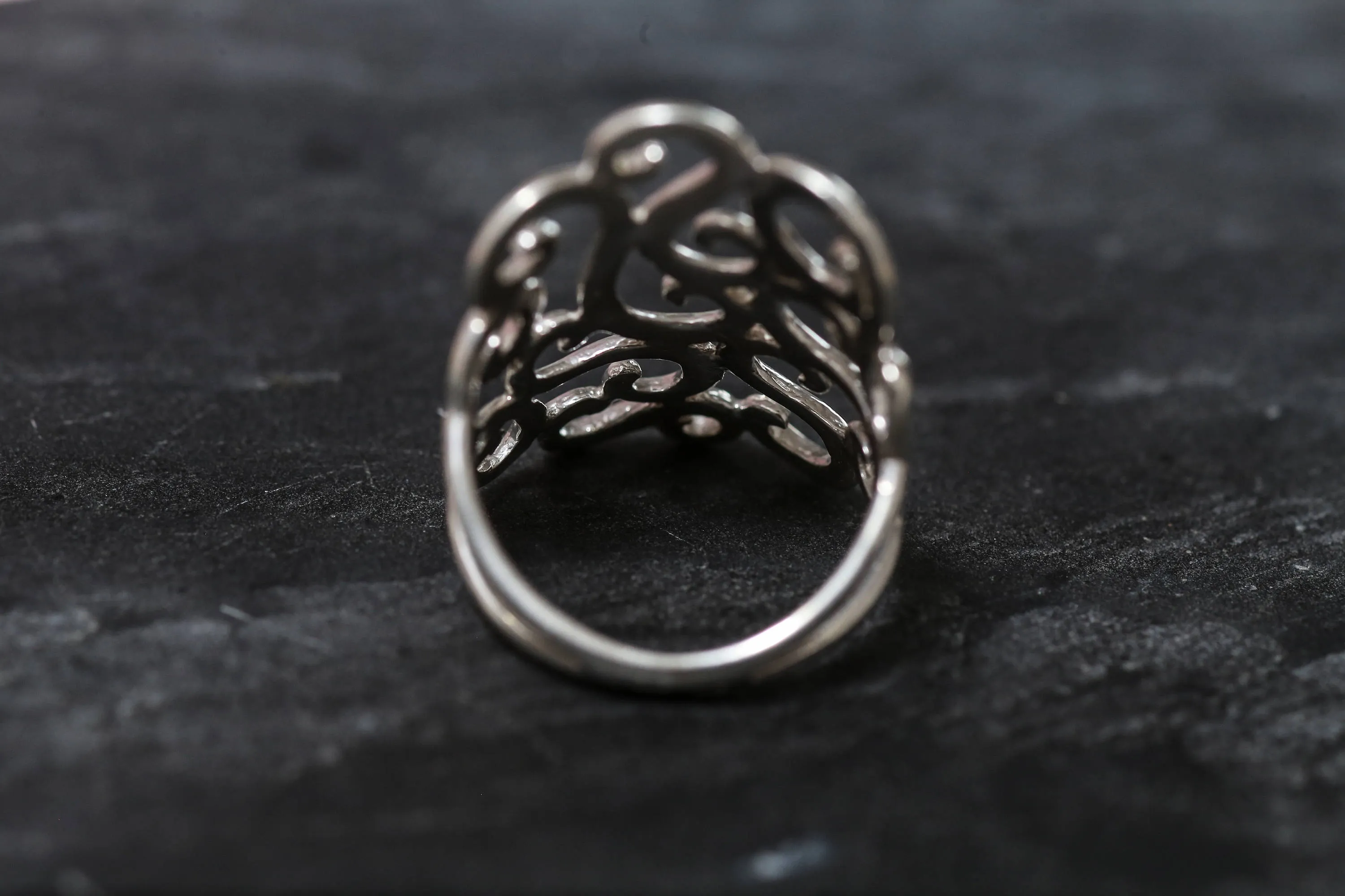 Large Swirl Ring - Silver Swirl Ring - Large Ornament Ring