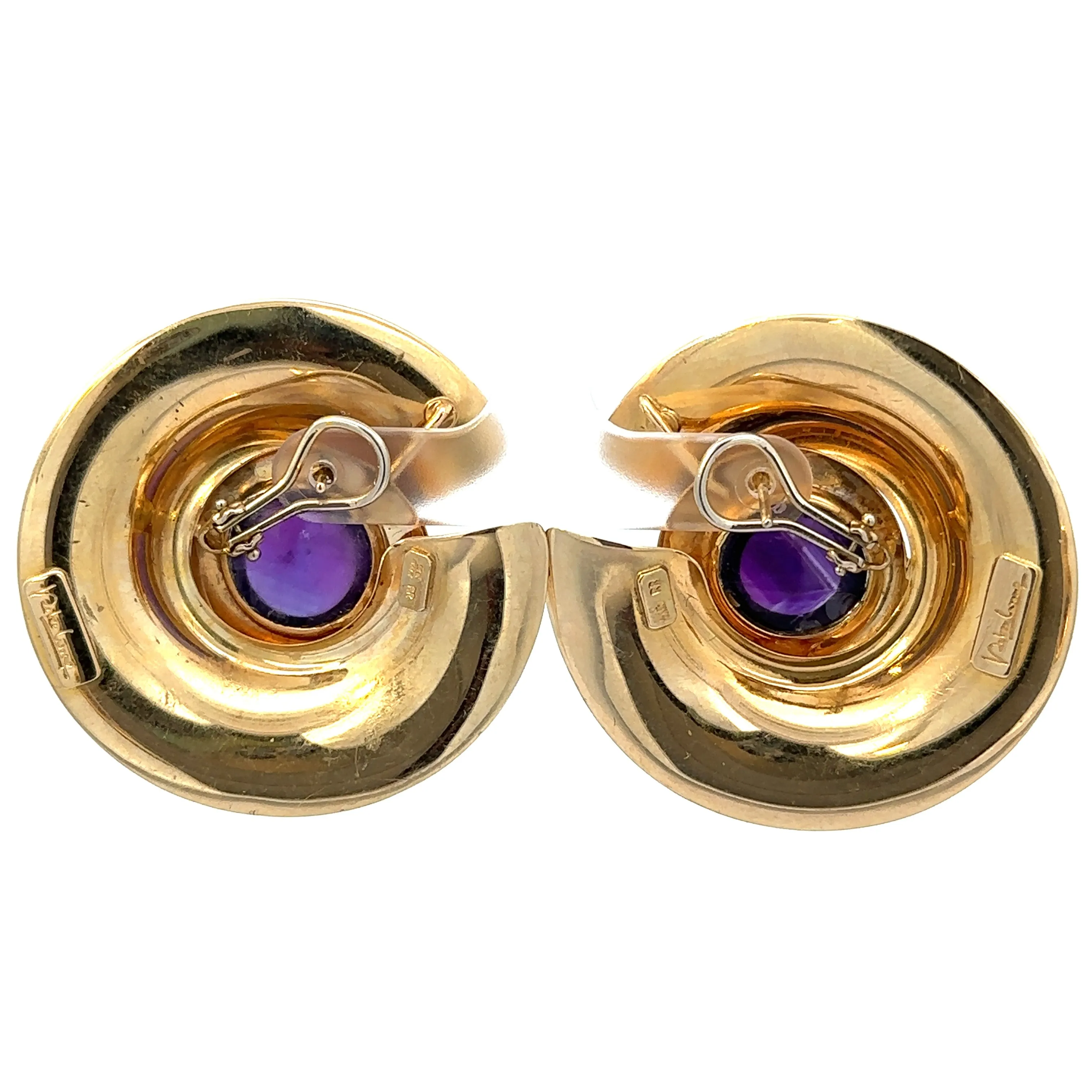 Late Century Peter Wong 10ct Cabochon Amethyst Earrings