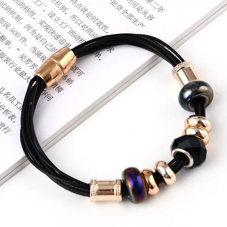 Leather Bracelet Crystal Wrap Bracelets For Women Multilayer Bracelets& Bangles Ladies Fashion Jewelry