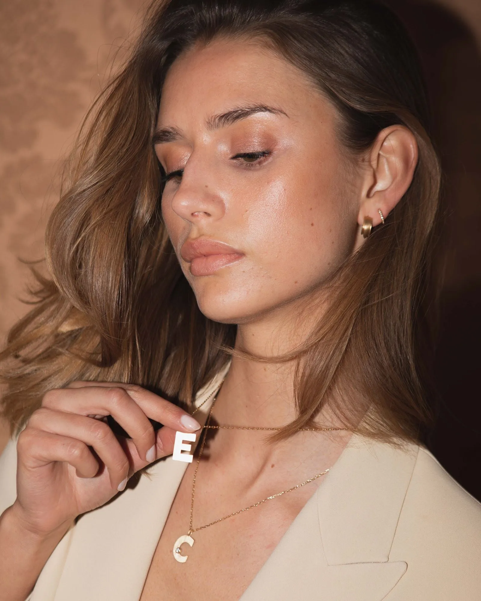 Letter V 18K Gold Pendant