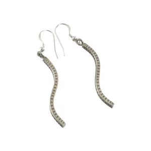 Long Sterling Silver Earrings, Sterling Silver Long Curved Earrings