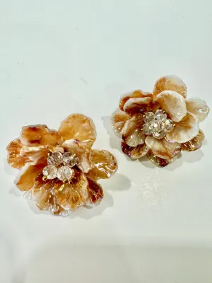 Lore - Resin Flower Earrings with Crystal Center