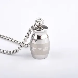 LOVCIA Men's Titanium Steel Barrel Pendant Necklace - Unique Engraved Design for Bold Style