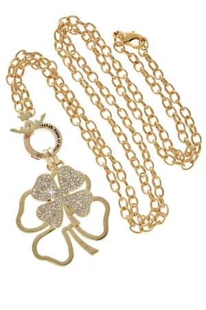 LUCKY CLOVER Gold Crystal Pendant