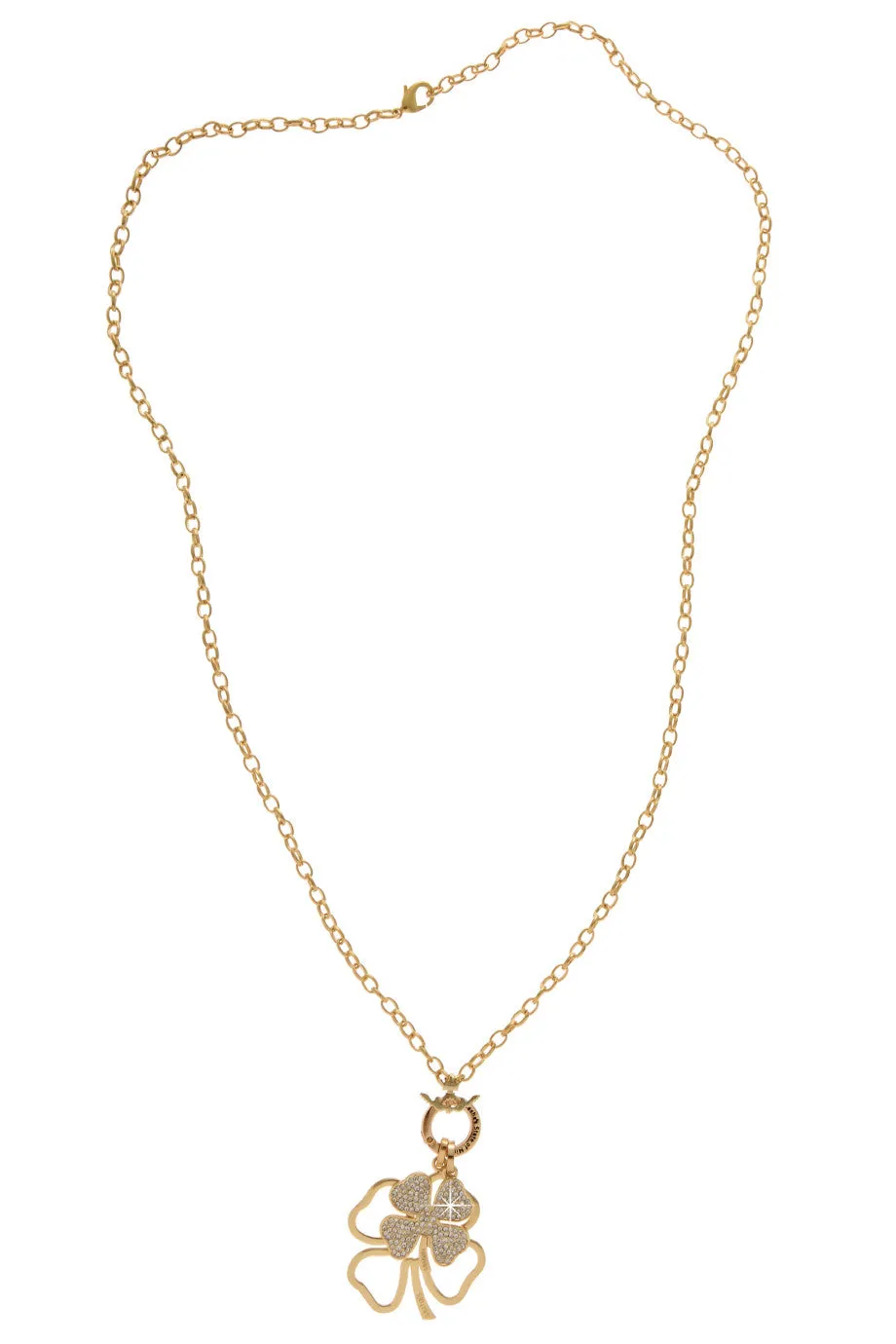 LUCKY CLOVER Gold Crystal Pendant