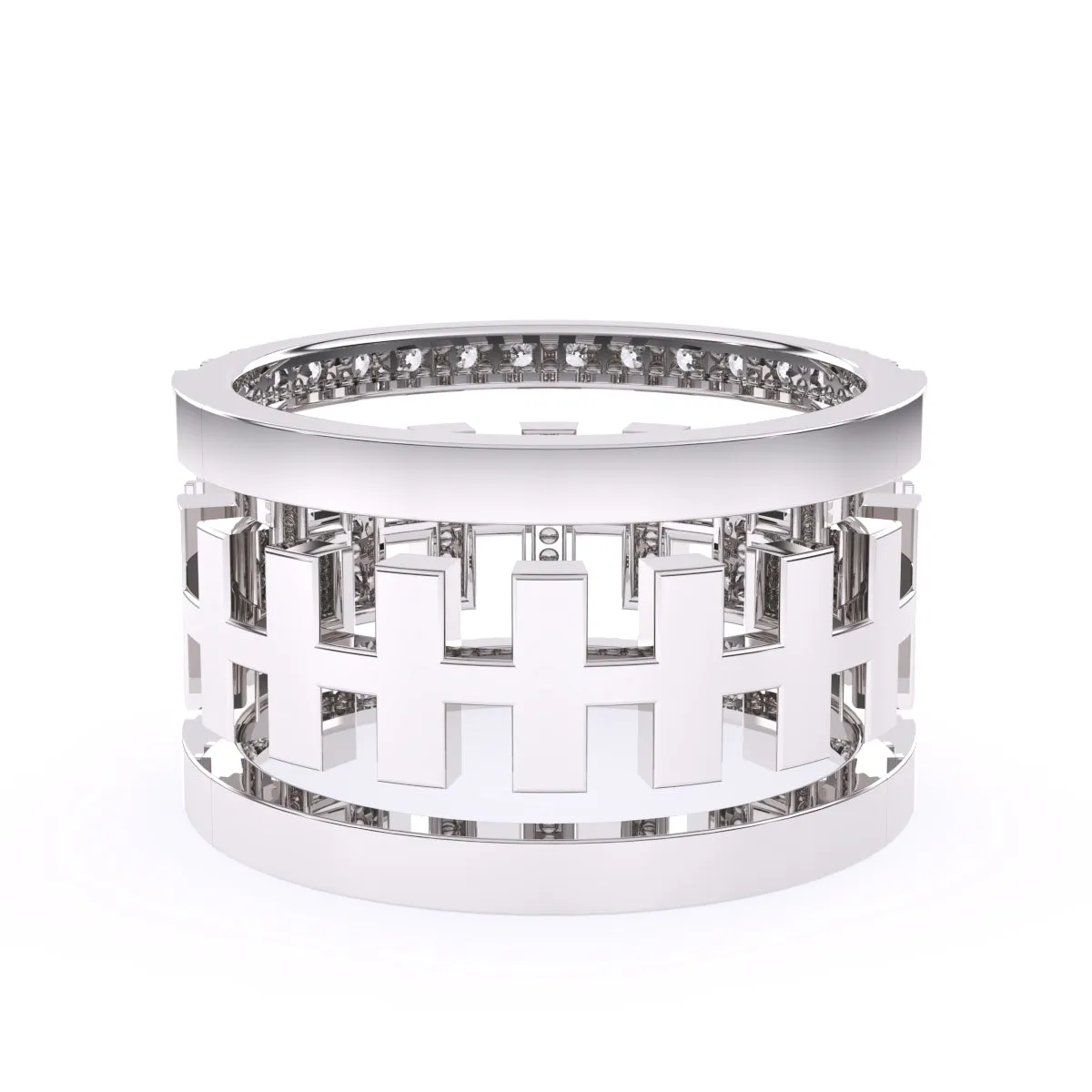Luxurious Cluster Diamond Thick Wedding Band
