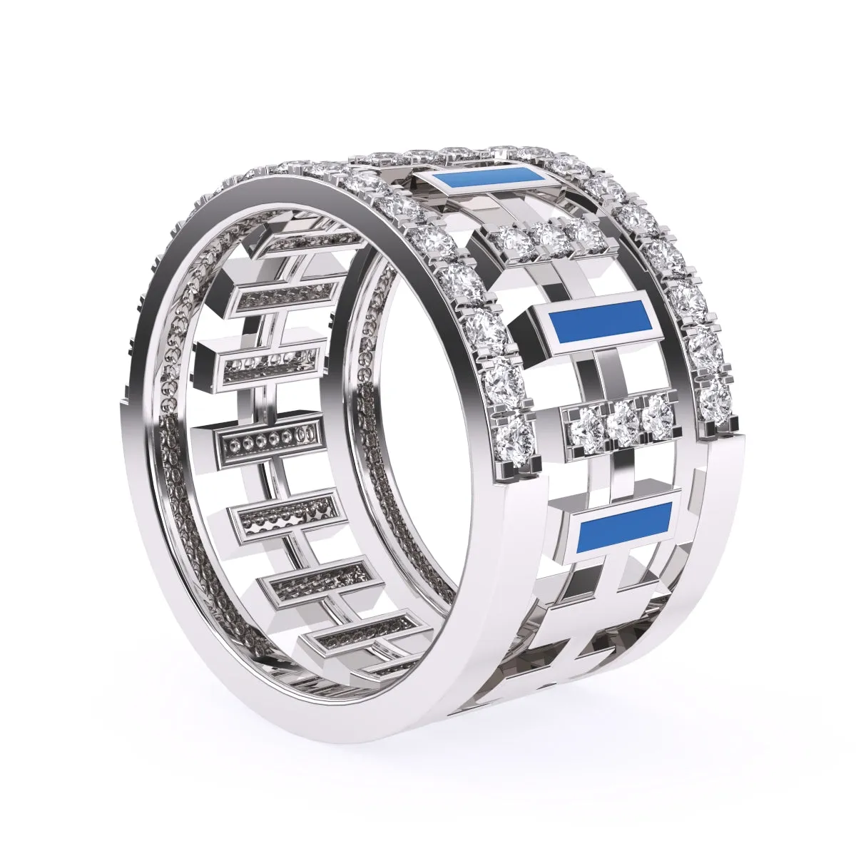 Luxurious Cluster Diamond Thick Wedding Band