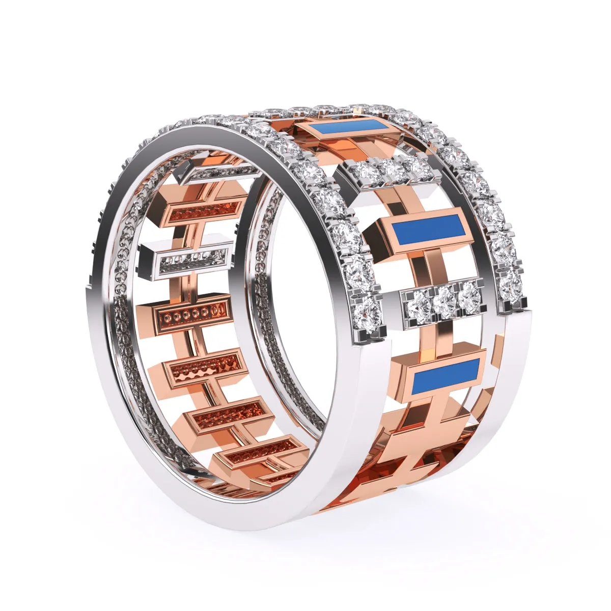 Luxurious Cluster Diamond Thick Wedding Band
