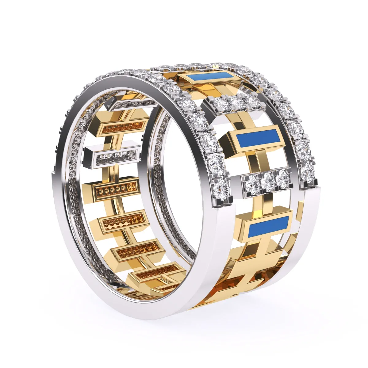 Luxurious Cluster Diamond Thick Wedding Band