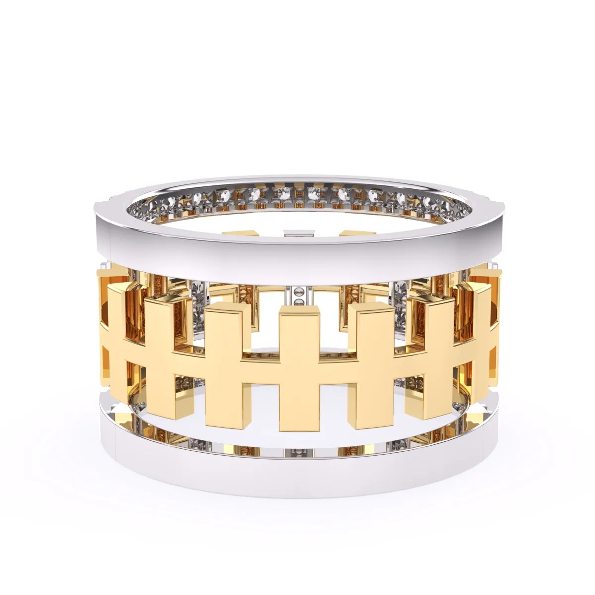 Luxurious Cluster Diamond Thick Wedding Band