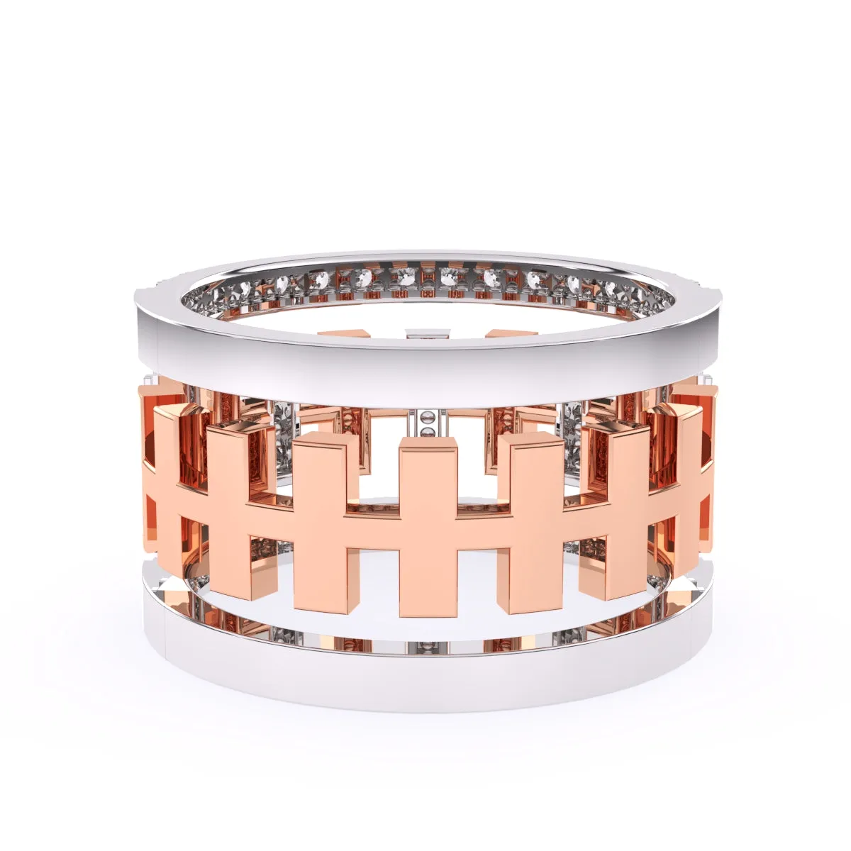 Luxurious Cluster Diamond Thick Wedding Band
