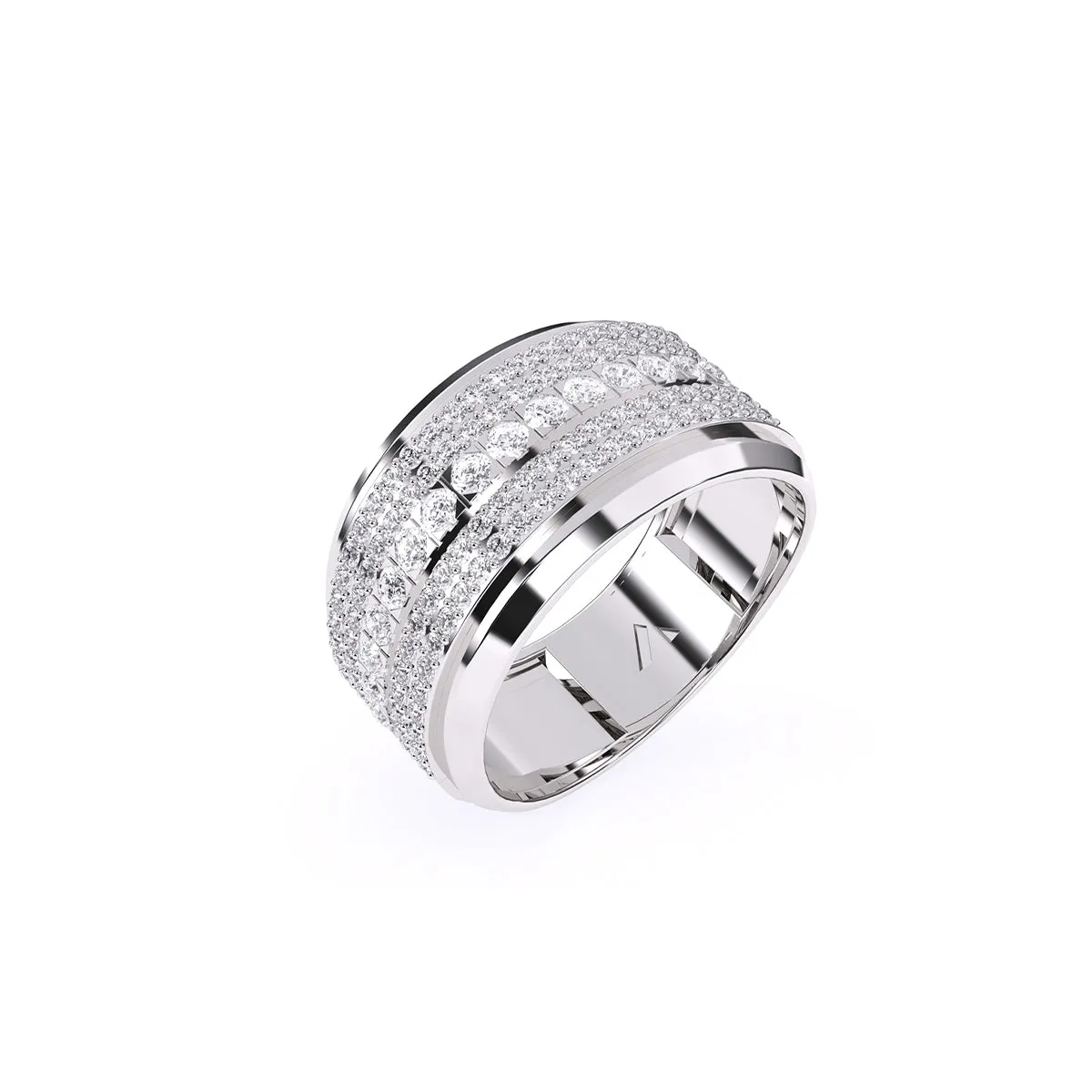 Luxurious Round Diamond Thick Wedding Band