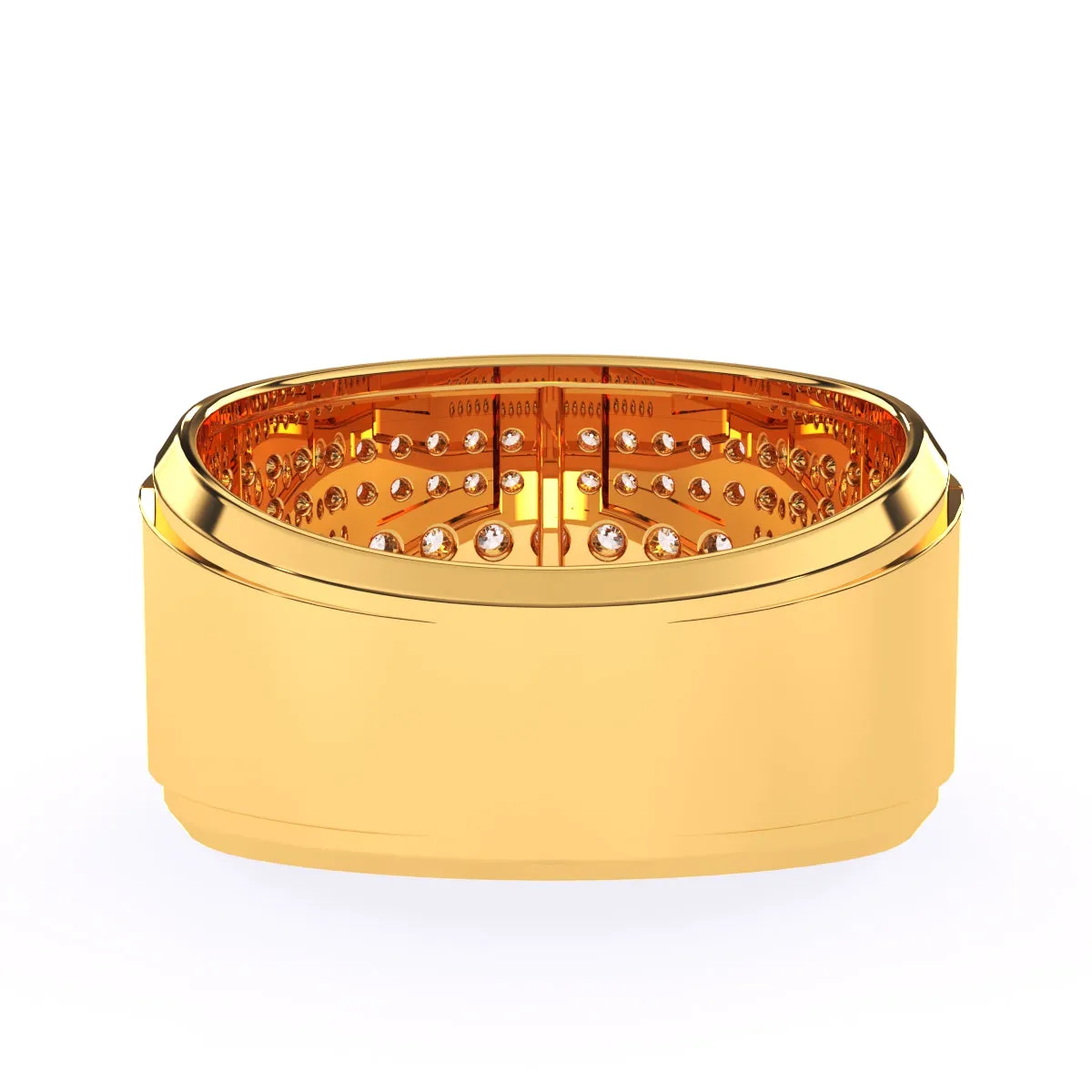Luxurious Round Diamond Thick Wedding Band
