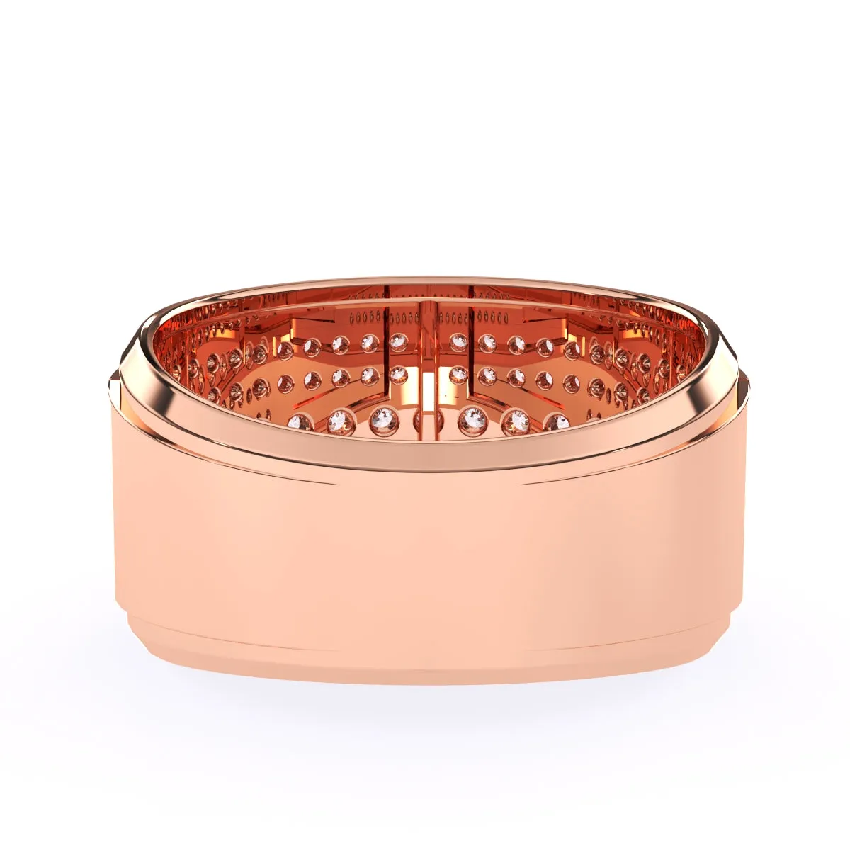 Luxurious Round Diamond Thick Wedding Band
