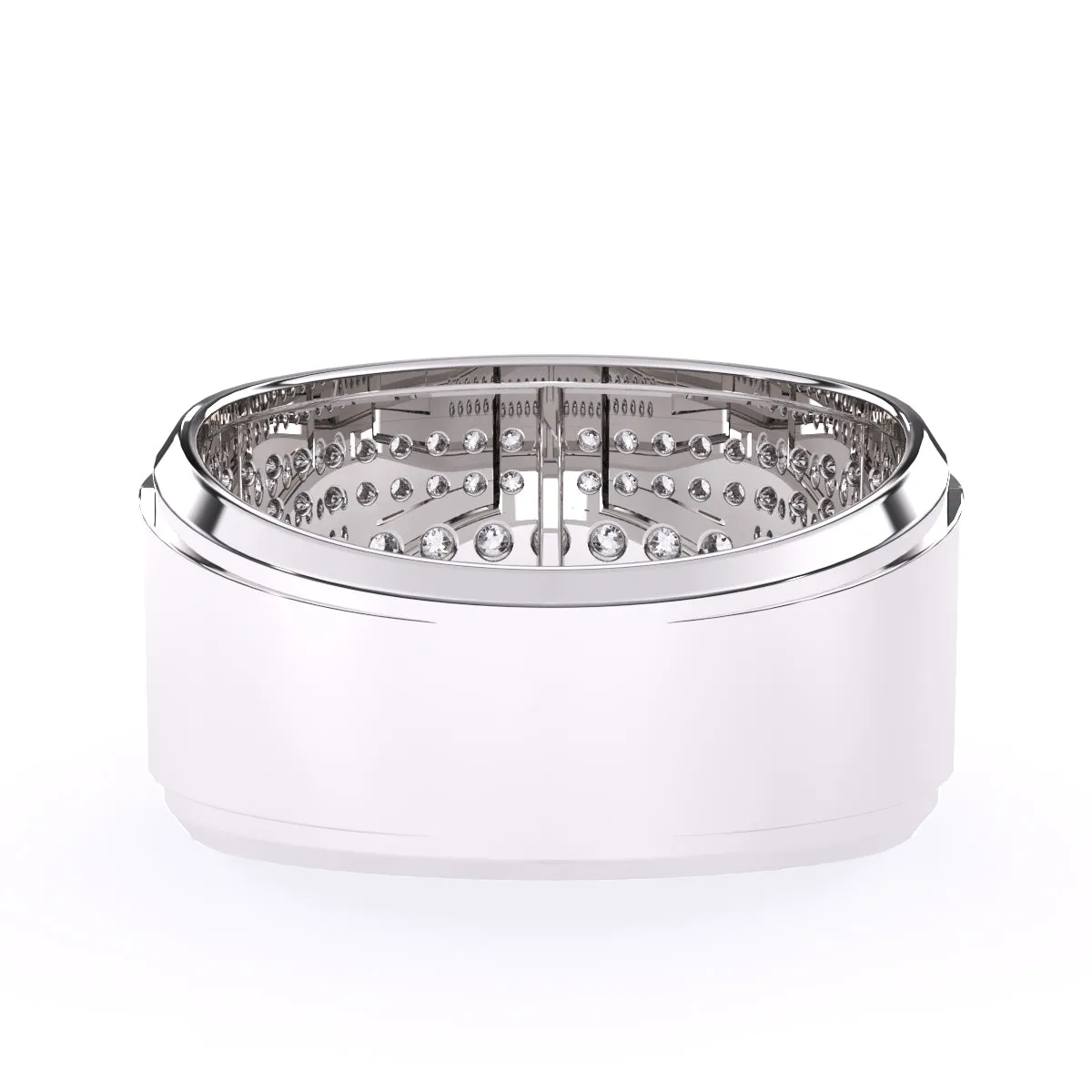 Luxurious Round Diamond Thick Wedding Band