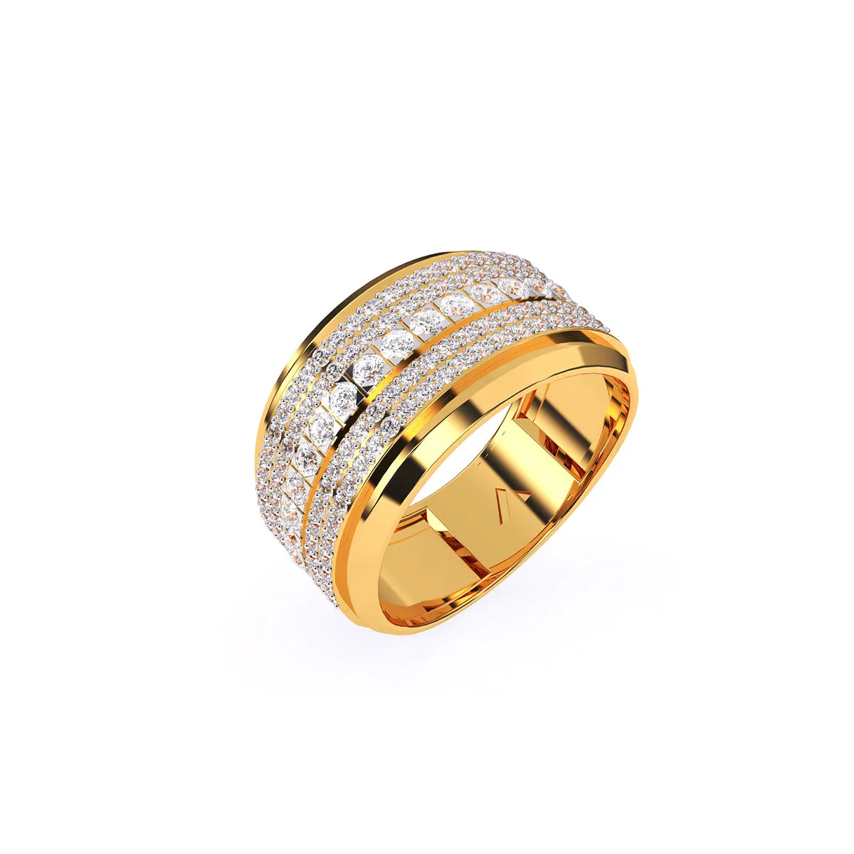 Luxurious Round Diamond Thick Wedding Band