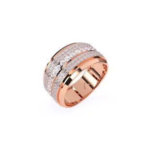 Luxurious Round Diamond Thick Wedding Band
