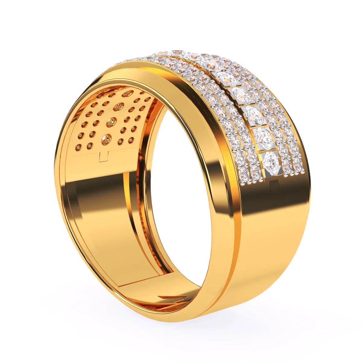 Luxurious Round Diamond Thick Wedding Band