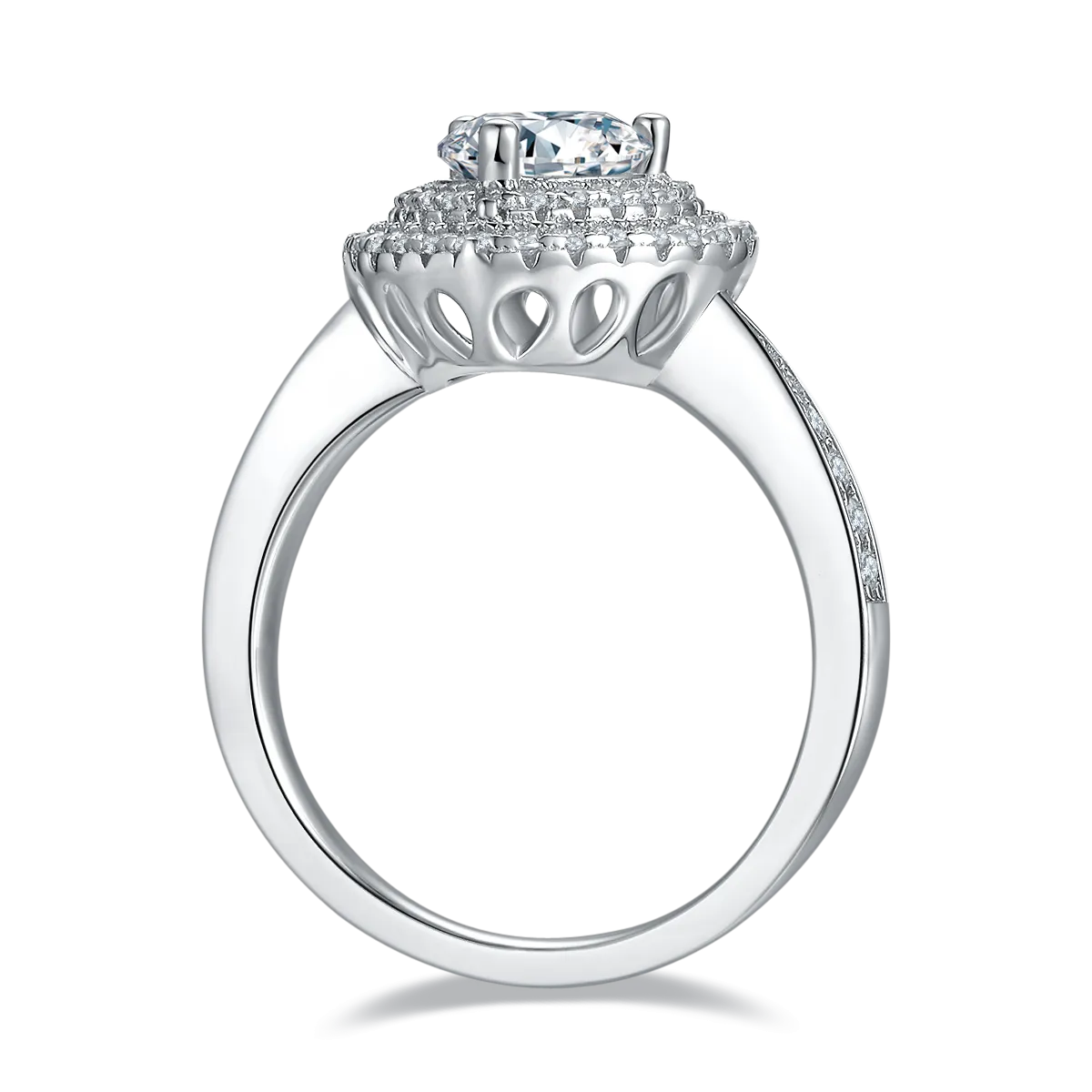 Luxurious Soleste Halo 1.0 Carat Heart-Shape Moissanite Engagement Ring