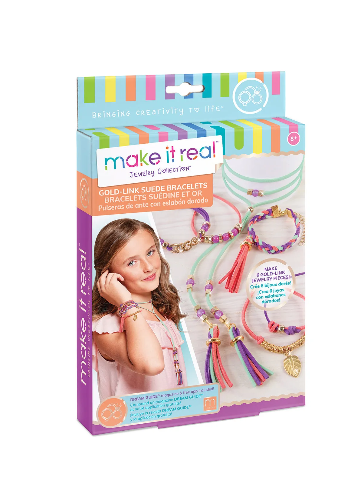 Make It Real Charm Bracelets Gold Link Suede