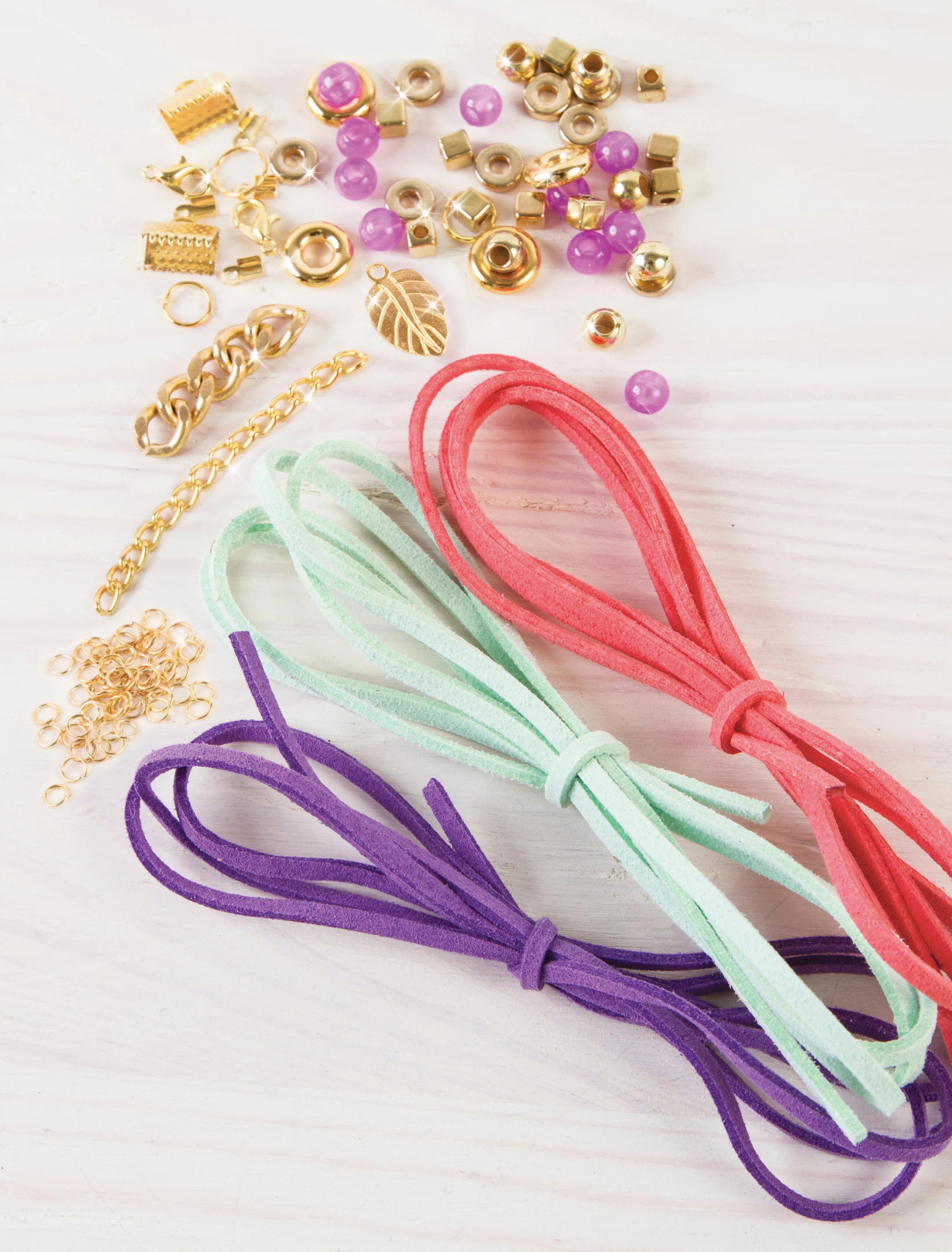 Make It Real Charm Bracelets Gold Link Suede