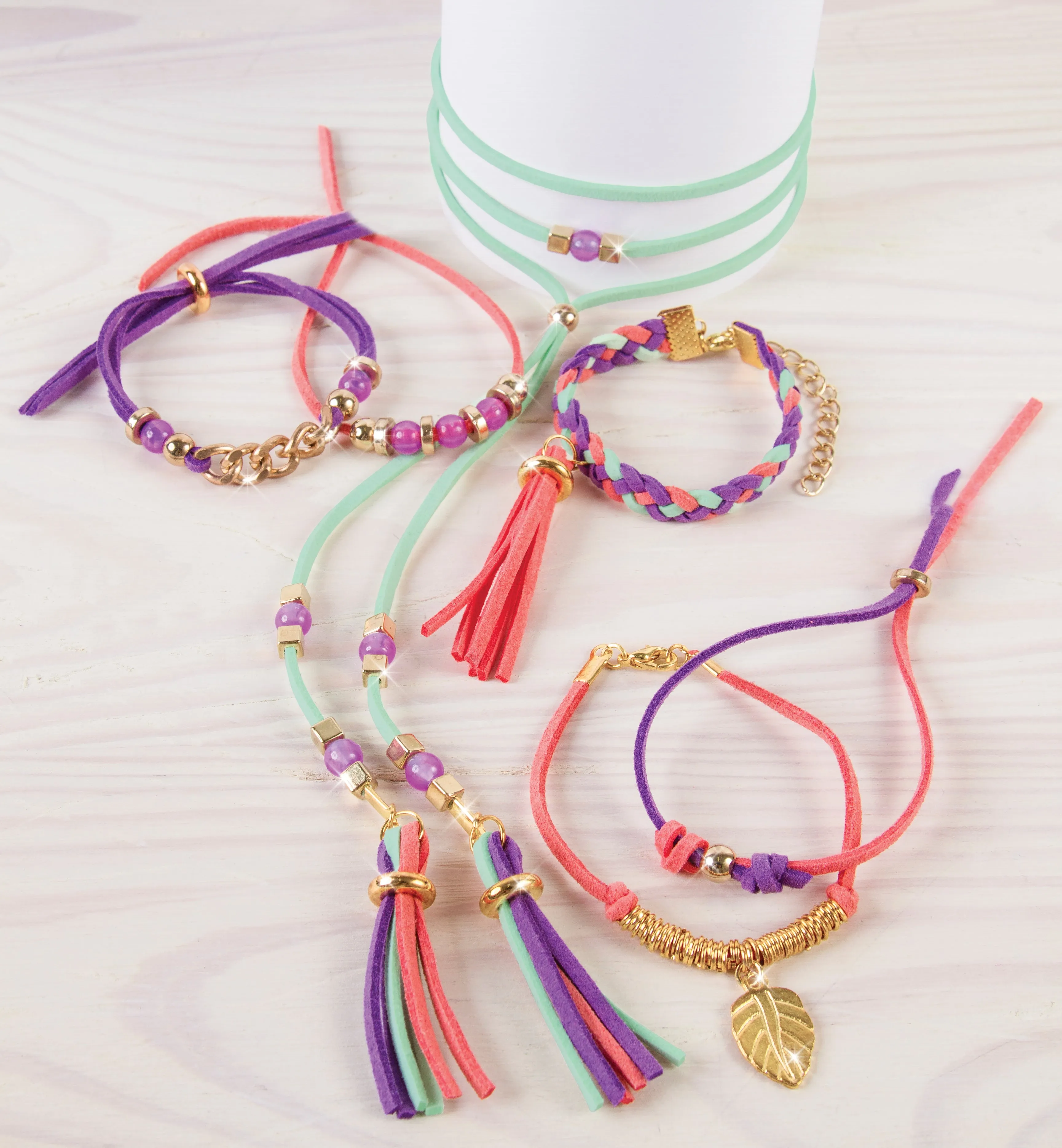 Make It Real Charm Bracelets Gold Link Suede