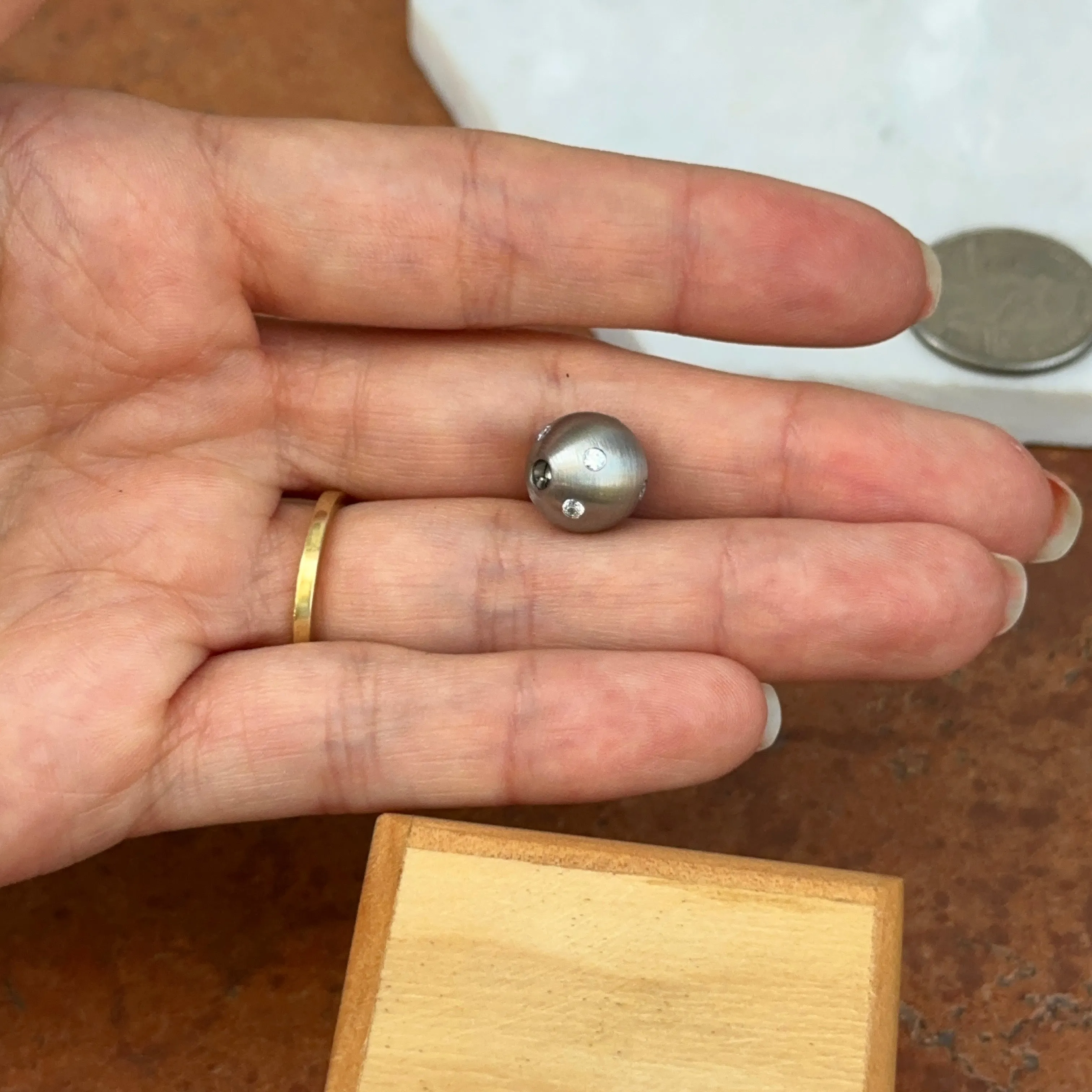 Matte Stainless Steel 12mm Gypsy Set CZ Ball Swap Pendant