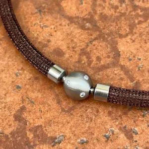 Matte Stainless Steel 12mm Gypsy Set CZ Ball Swap Pendant
