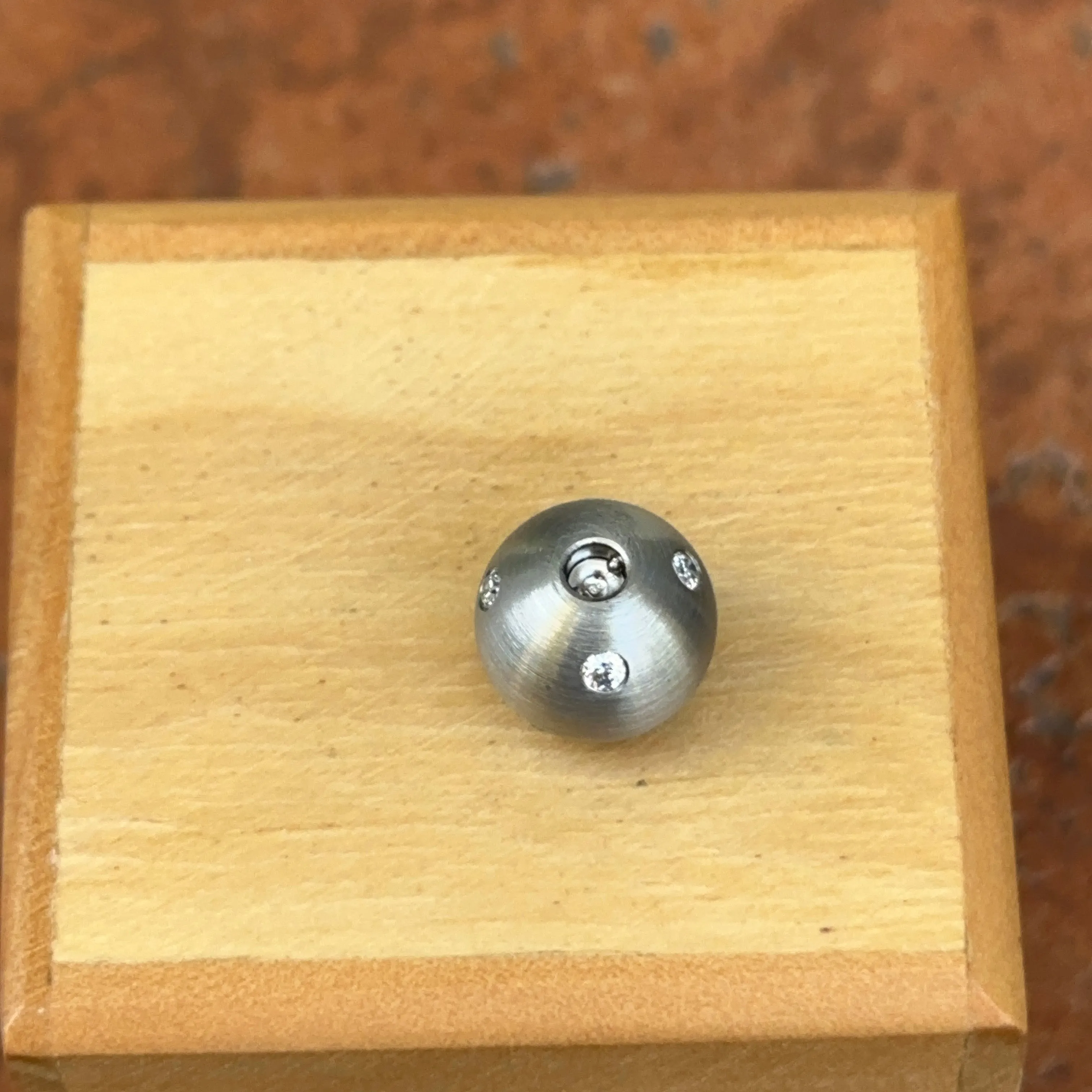 Matte Stainless Steel 12mm Gypsy Set CZ Ball Swap Pendant
