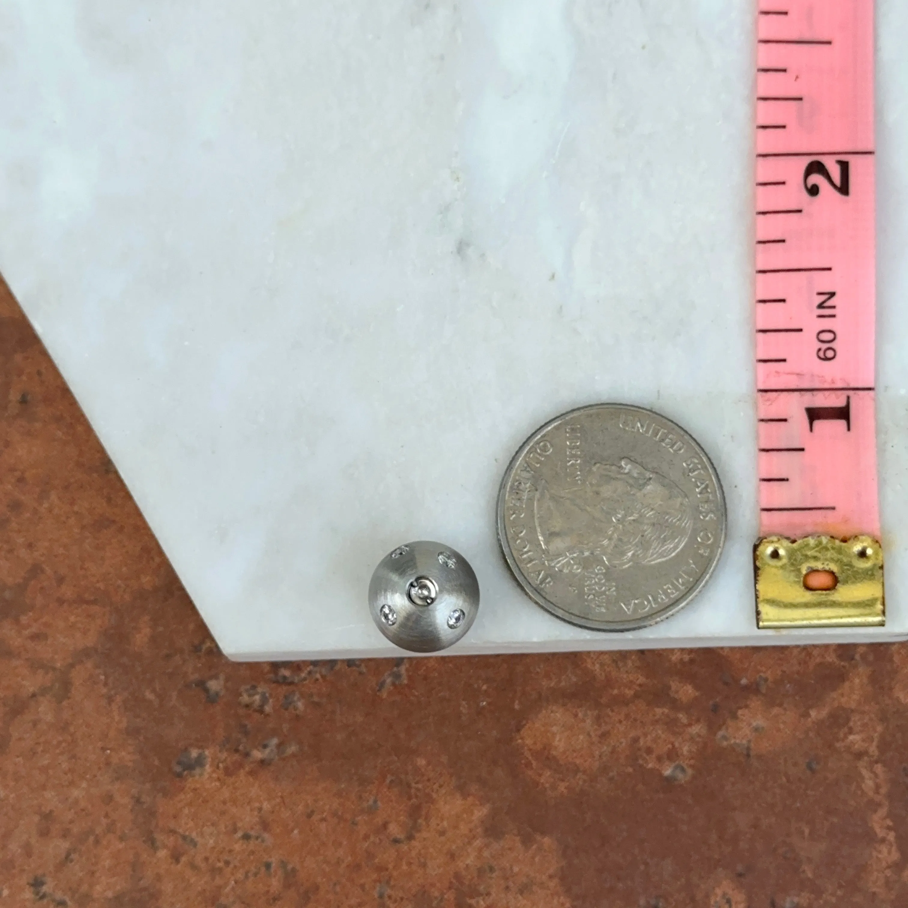 Matte Stainless Steel 12mm Gypsy Set CZ Ball Swap Pendant