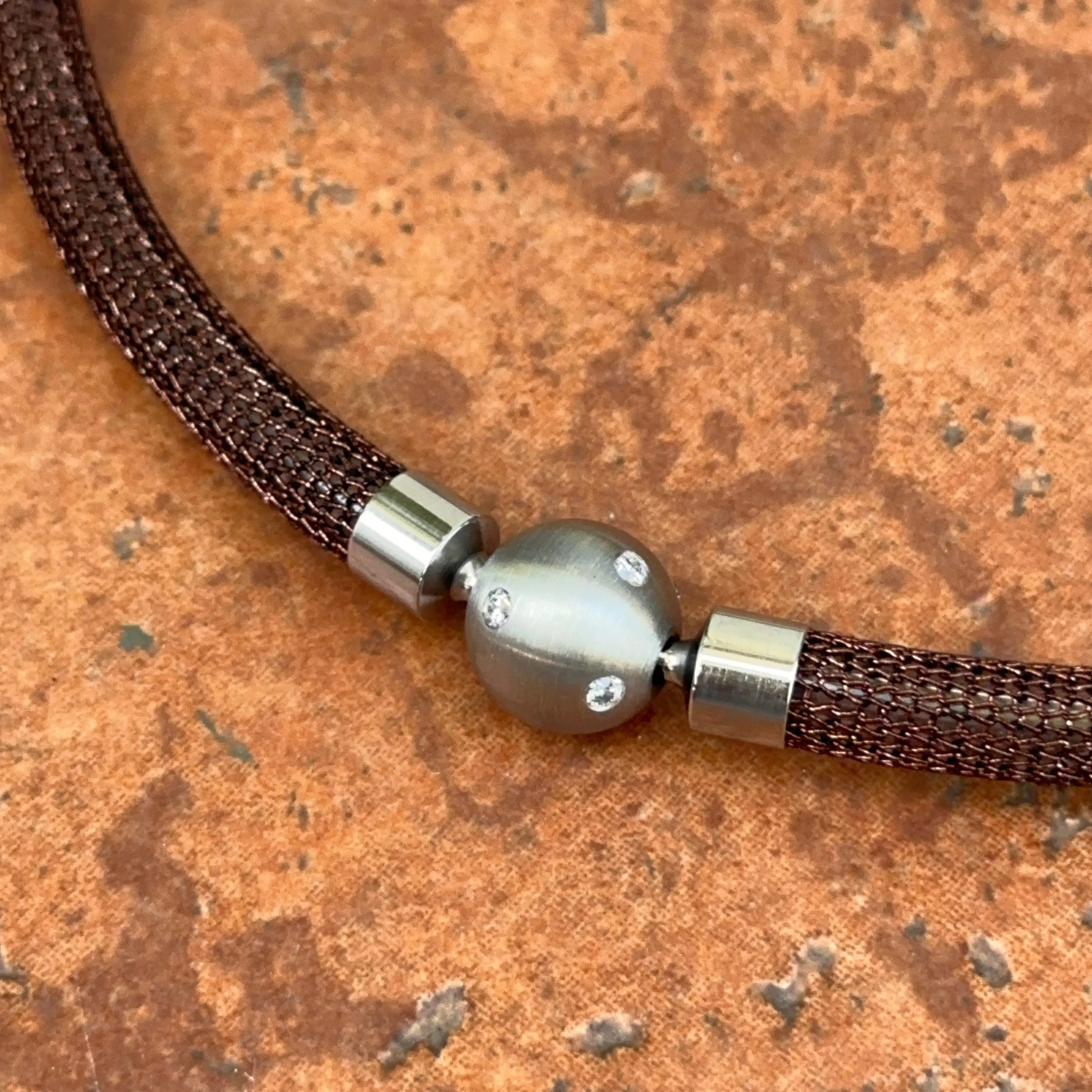 Matte Stainless Steel 12mm Gypsy Set CZ Ball Swap Pendant