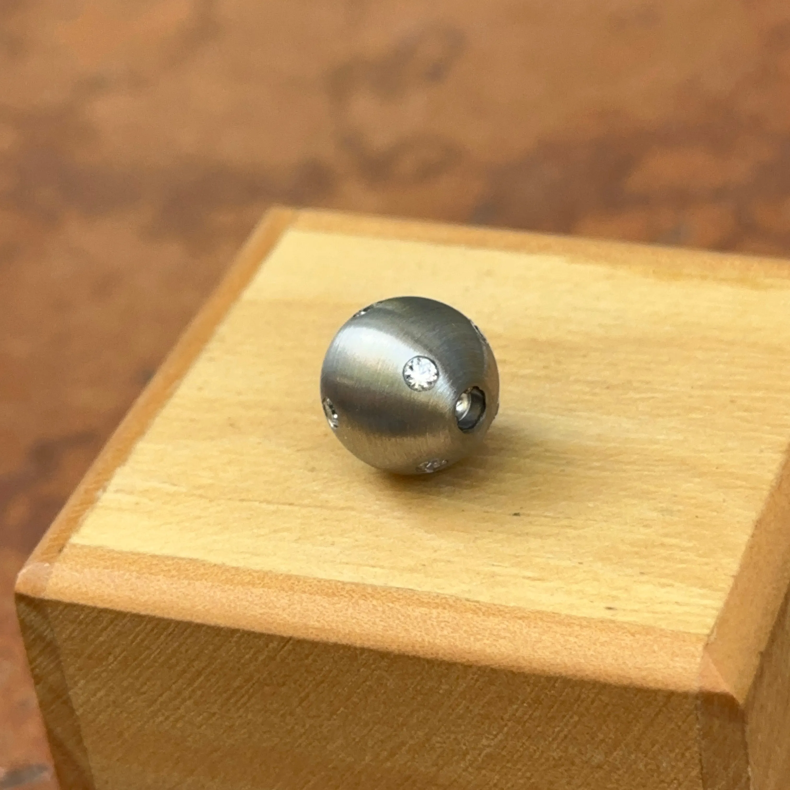 Matte Stainless Steel 12mm Gypsy Set CZ Ball Swap Pendant