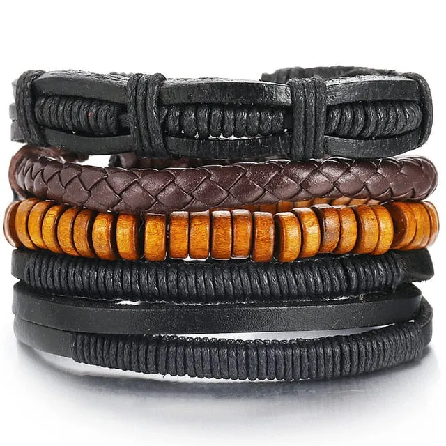 Men Fashion Braided Handmade Star Rope Wrap Bracelets
