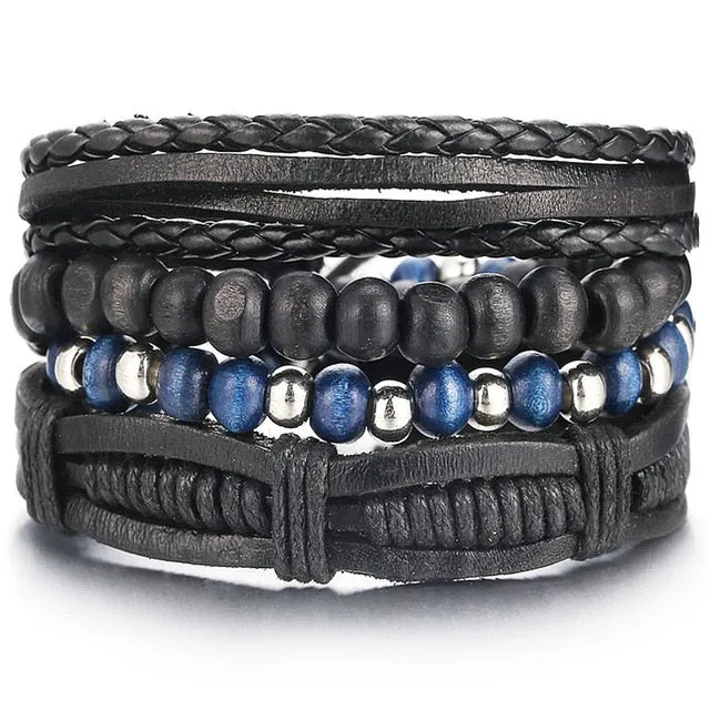 Men Fashion Braided Handmade Star Rope Wrap Bracelets