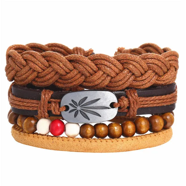 Men Fashion Braided Handmade Star Rope Wrap Bracelets
