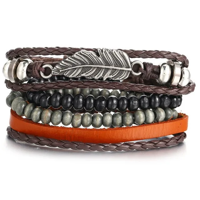 Men Fashion Braided Handmade Star Rope Wrap Bracelets