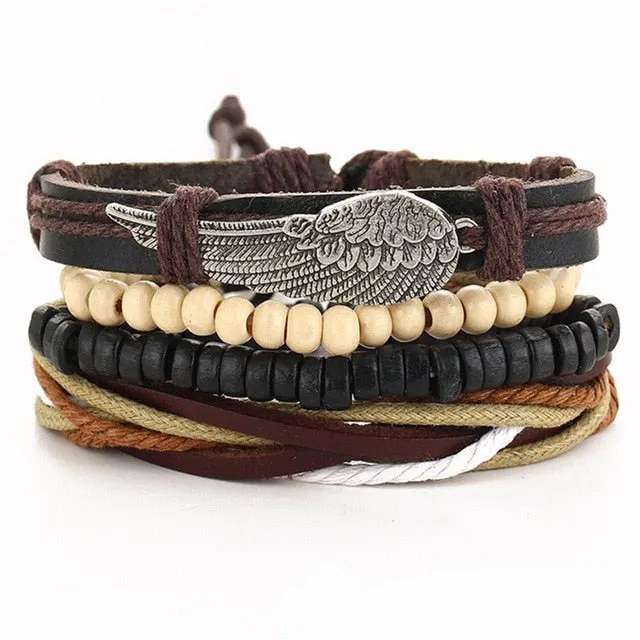 Men Fashion Braided Handmade Star Rope Wrap Bracelets
