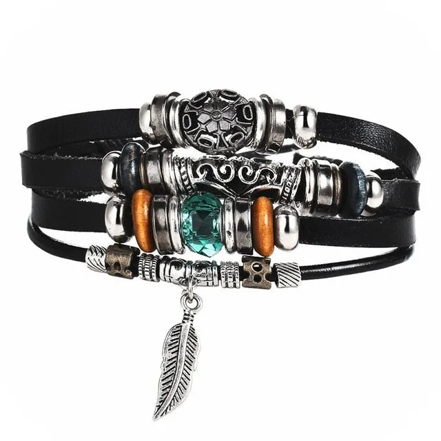 Men Fashion Braided Handmade Star Rope Wrap Bracelets