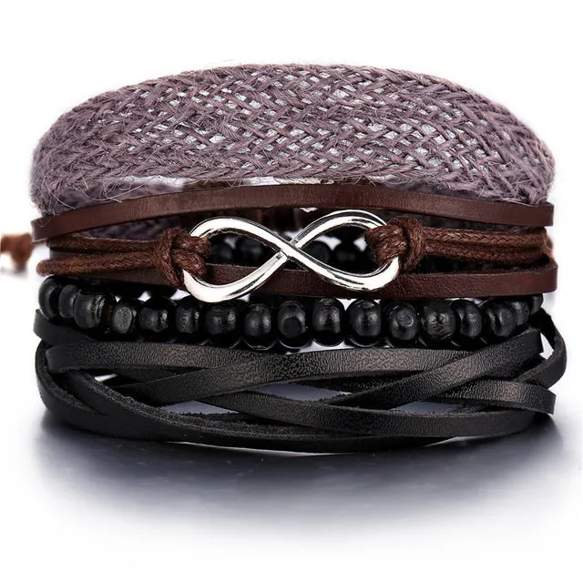 Men Fashion Braided Handmade Star Rope Wrap Bracelets