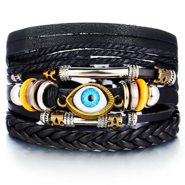 Men Fashion Braided Handmade Star Rope Wrap Bracelets