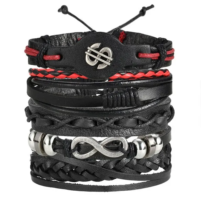 Men Fashion Braided Handmade Star Rope Wrap Bracelets