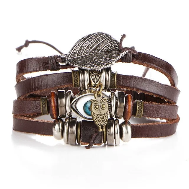 Men Fashion Braided Handmade Star Rope Wrap Bracelets