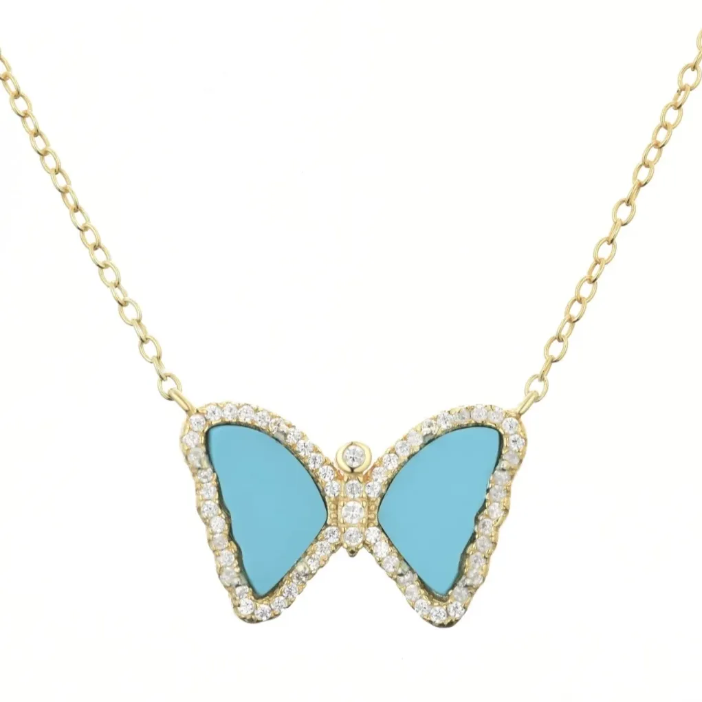 Mini Butterfly Necklace in Turquoise