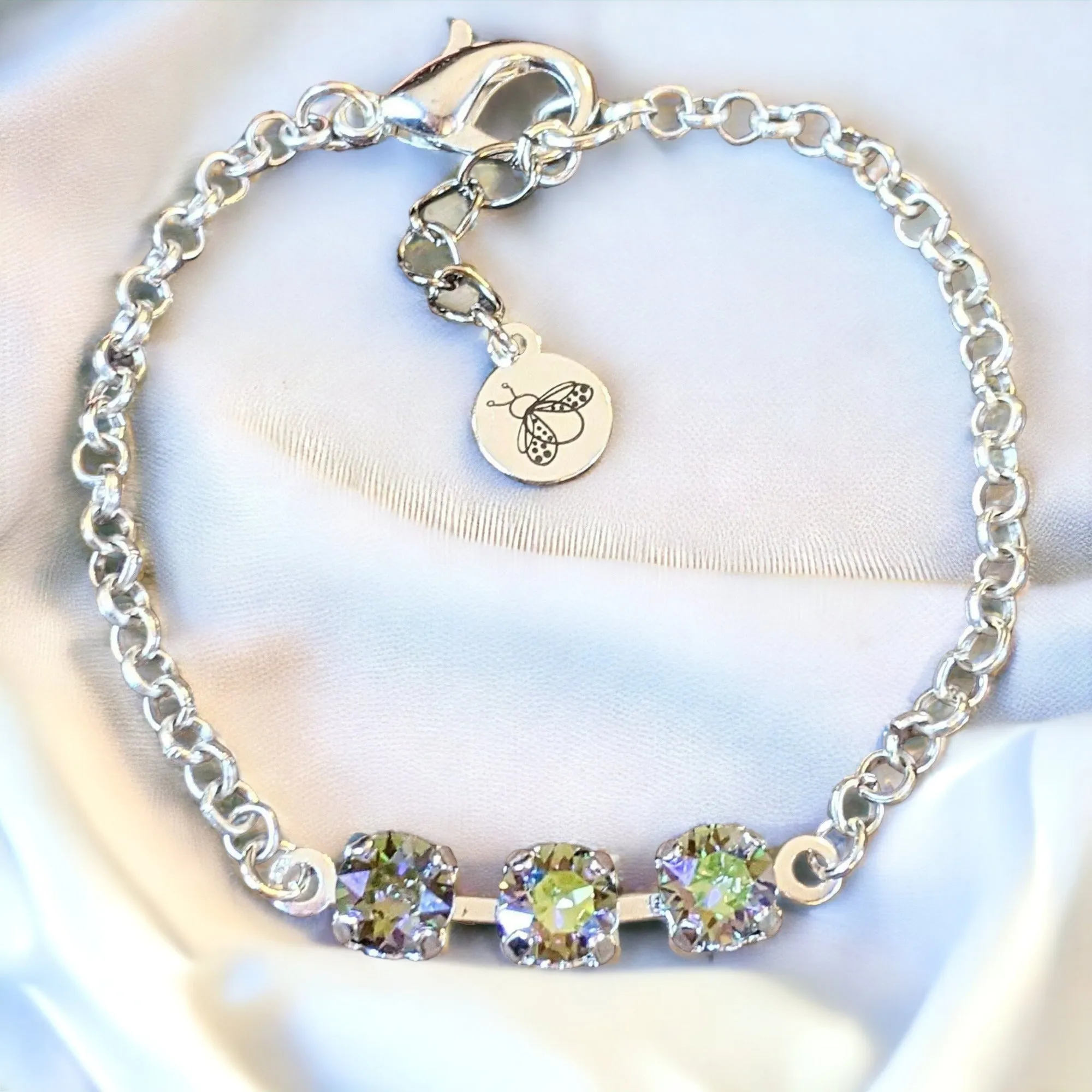 Minimalist Brilliant Three Faceted Crystal Bracelet