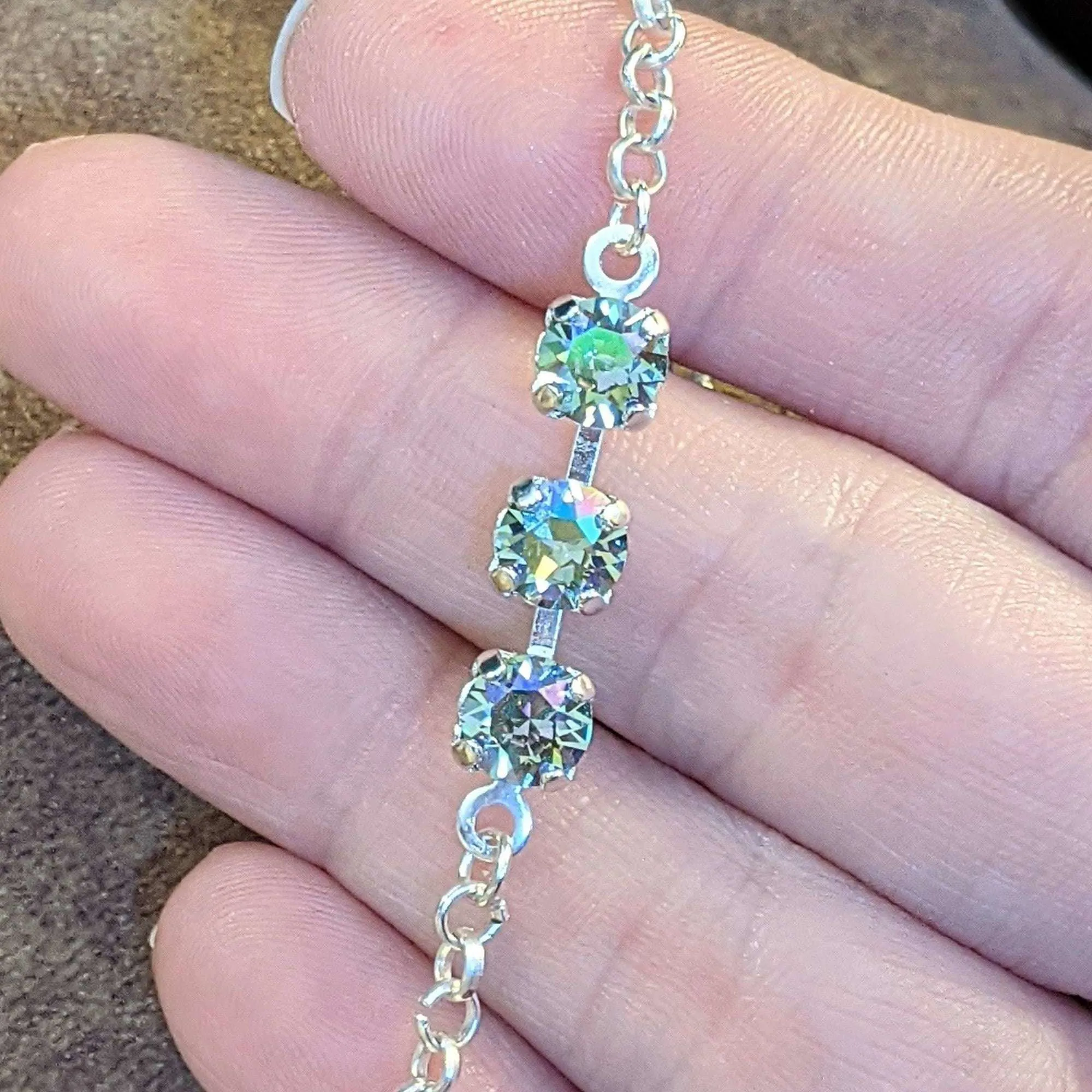 Minimalist Brilliant Three Faceted Crystal Bracelet